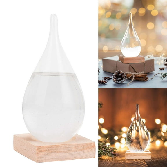 Deago Storm Glass Weather Predictor, Weather Station Weather Forecaster with Wood Base, Creative Crystal Glass Bottle for Home & Office Decoration