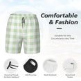 thumbnail image 3 of Yiaed Green Checkboard Print Mens Swim Trunks Bathing Suit Compression Liner Beach Swim Shorts Swimwear Quick Dry Zipper Pocket No-Chafing Board Short-Large, 3 of 6