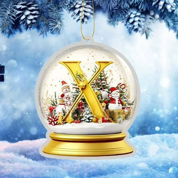 Adorno para Coche de Acrílico con 26 Letras de Cristal Amarillo, Colgante para Árbol de Navidad, Decoración Del Hogar
