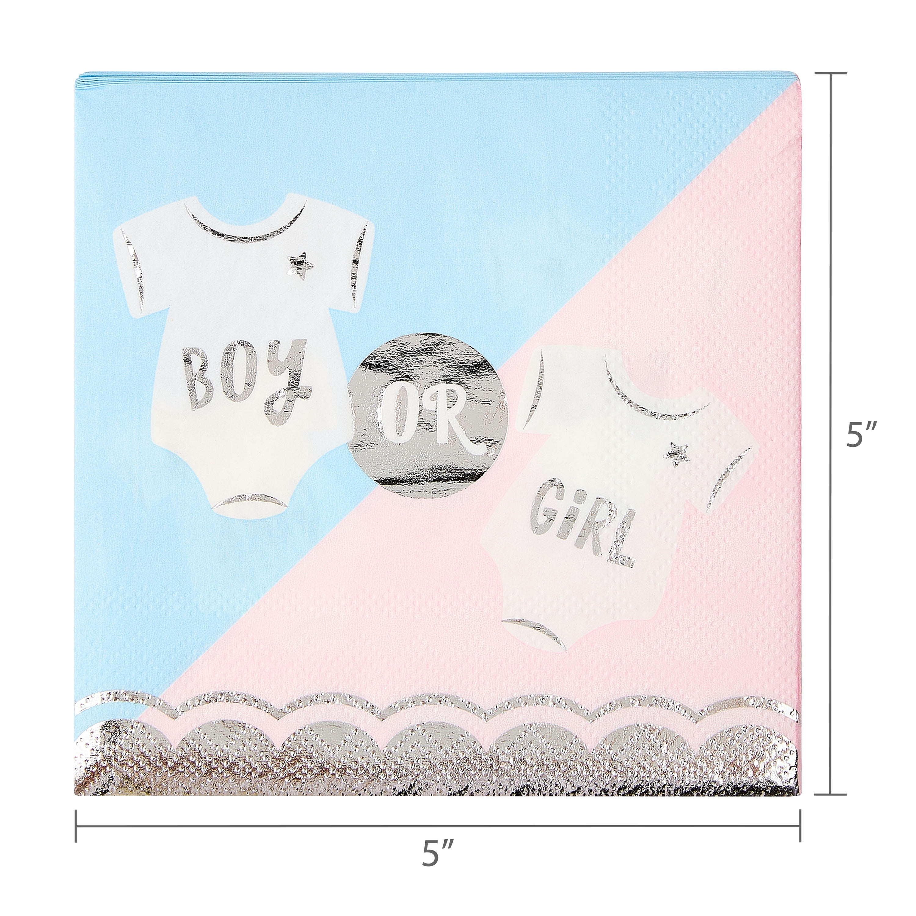 6.5" x 6.5" Disposable Gender Reveal Paper Napkins, 16 Count, by Way To Celebrate