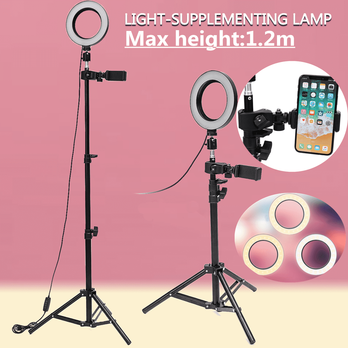 6.3" Selfie LED Ring Light with Extendable Tripod Stand & Cell Phone