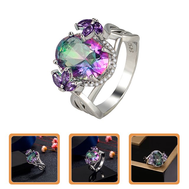 unbranded Anillo De Zirconia Multicolor Para Mujer Joyería Para Fiesta Y Especial