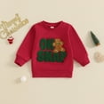 thumbnail image 2 of Toddler Baby Girl Boy Christmas Outfit Gingerbread Man Sweatshirt Long Sleeve Sweater Shirt Pullover Top Fall Winter Holiday Clothes, 2 of 8