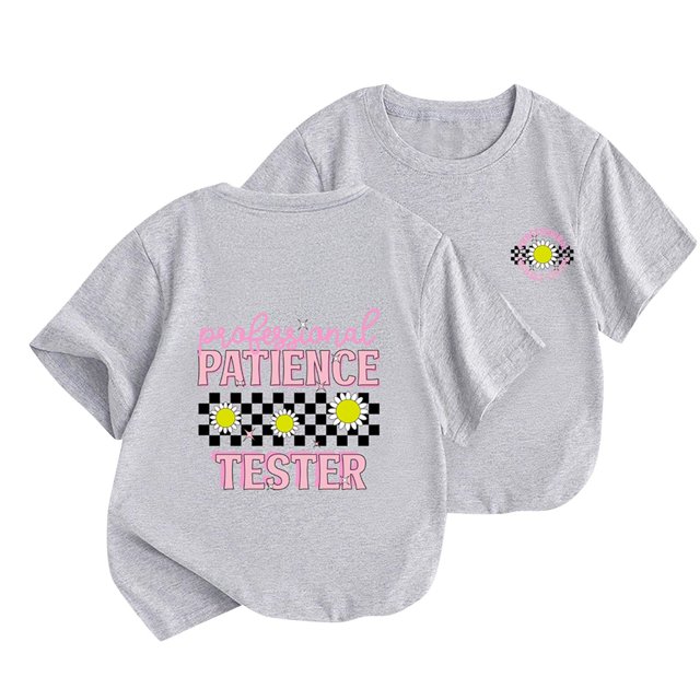 2025 T-Shirts à Manches Courtes pour Garçons et Filles Imprimés Été Décontractés Col Rond Gris