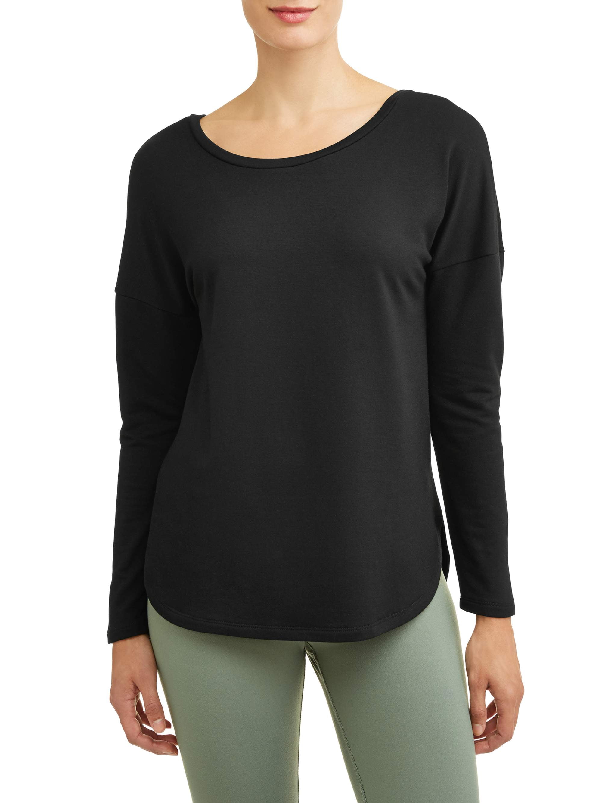 Athletic Works Women's Athleisure French Terry Long Sleeve T-Shirt ...