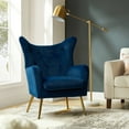 thumbnail image 2 of Velvet Armchair Wingback Home Lounge Single Sofa Upholstered Tufted Accent Chair Golden Leg Living Room Adult Navy, 2 of 7