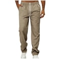 thumbnail image 3 of Men’s Cargo Pants, Joggers, Trousers, Elastic Waistband Drawstring Loose Straight Leg, Multiple Pockets Quick Dry Lightweight, Casual Daily Gym Workout Hiking Travel, | AKLJWH,Khaki 2XL, 3 of 9
