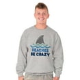 thumbnail image 5 of Beaches Be Crazy Funny Swimming Shark Sweatshirt for Men or Women Brisco Brands S, 5 of 6