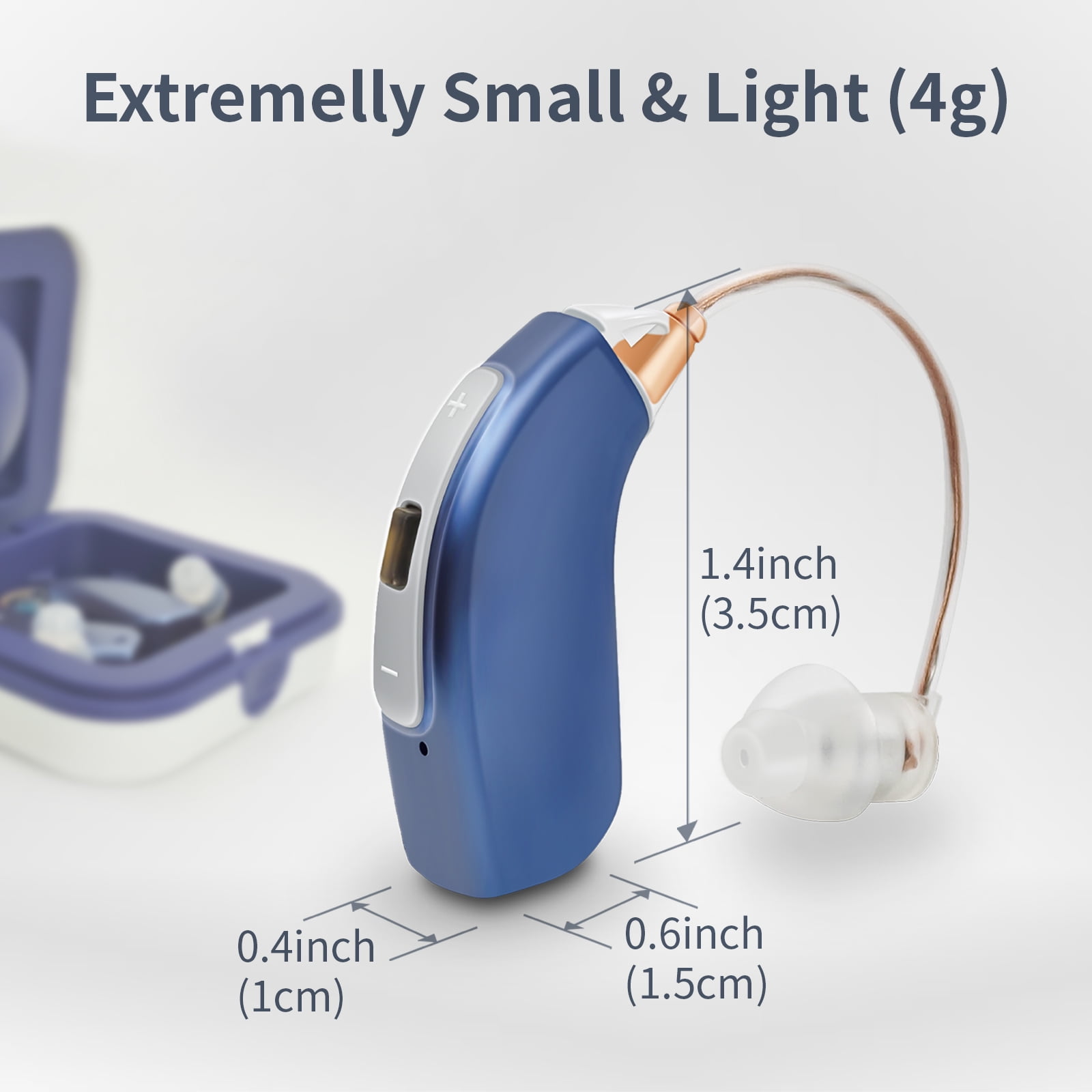 Delmicure Hearing Aids for Seniors, 32-Channel Digital Hearing Aid, 4-Mode, Rechargeable, VHP-1804, Blue, Pair