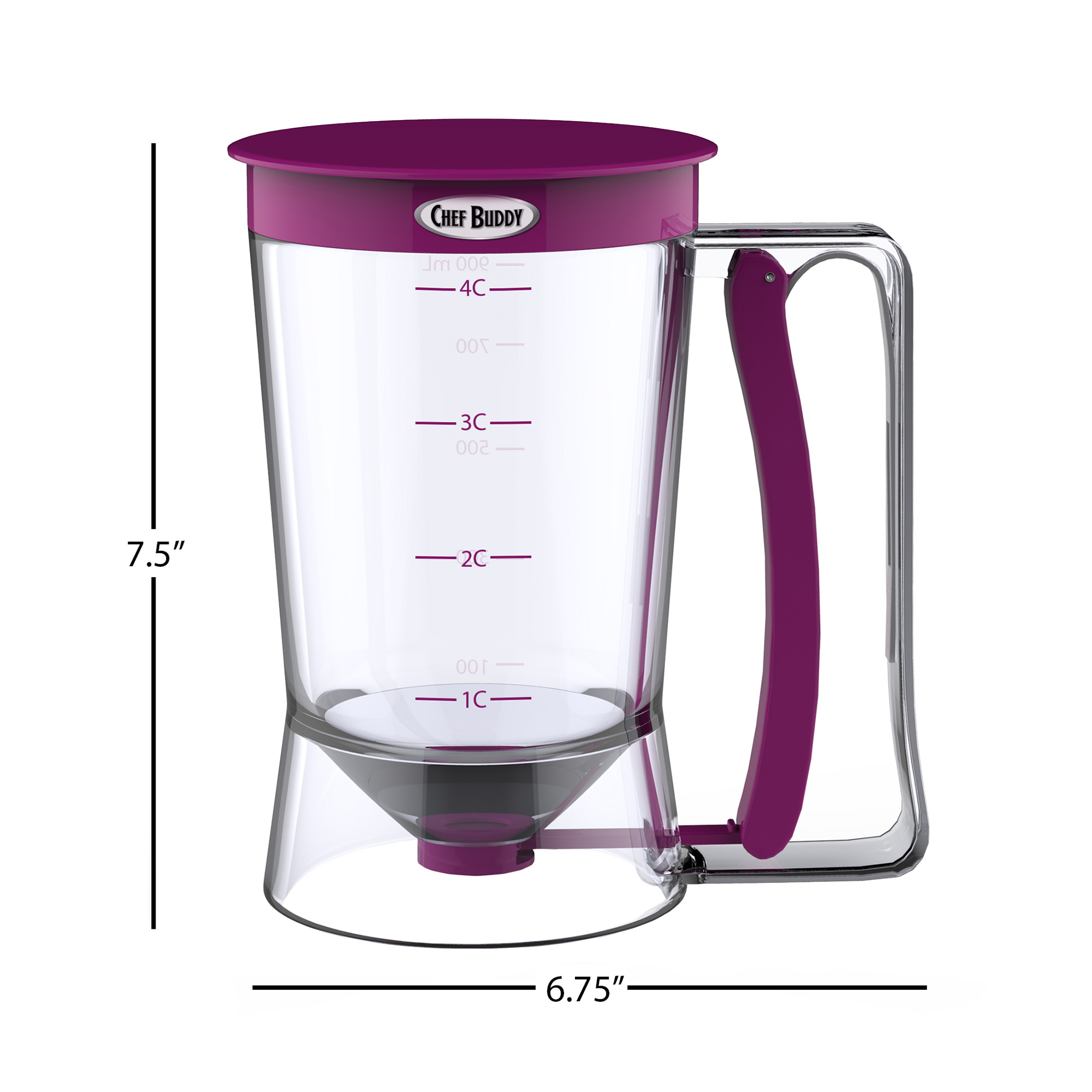 Chef Buddy Batter Dispenser, 4-Cup, Purple, Durable Plastic - image 2 of 6