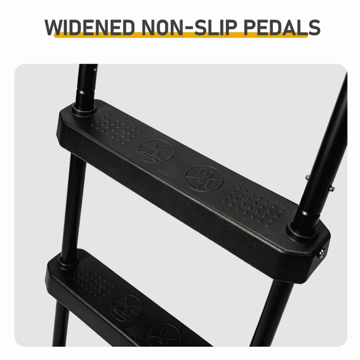 Alvantor 42in 3-Step Above Ground Pool Ladder, Iron Frame with Non-Slip Black Steps, Black