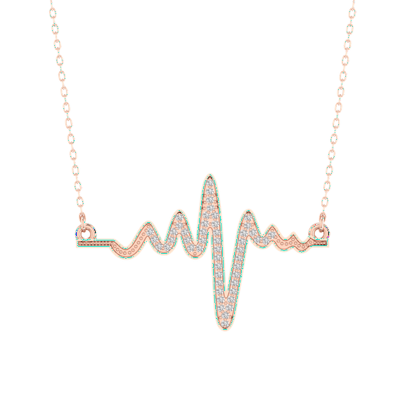 1.0CT Moissanite Heartbeat Pendant Necklace in 14kt Rose Gold Over Sterling Silver