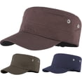 thumbnail image 3 of Fashion Men Solid Color Flat Peaked Cap Outdoor Sun Protection Baseball Hat, 3 of 7