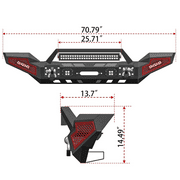 Sunpie Jeep Wrangler Front Bumper with Winch Plate & 5 LED Lights for JK JKU JL JLU 4xe Jeep Gladiator JT