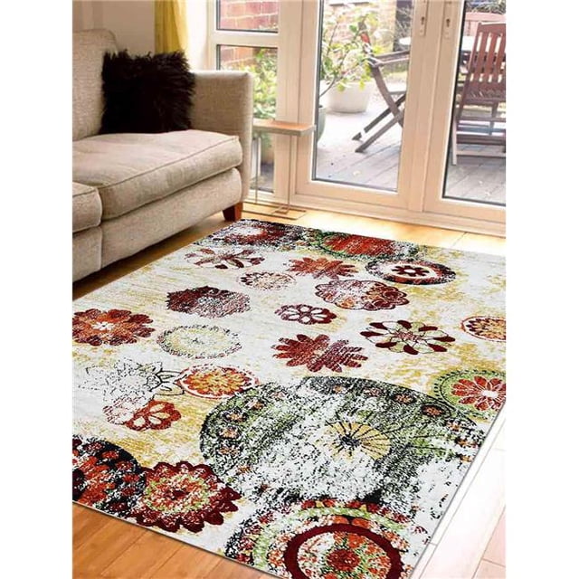 Get My Rugs M00055M0001A4 4 x 6 ft. Machine Woven Polypropylene Area Rug, Turkish Floral - Beige