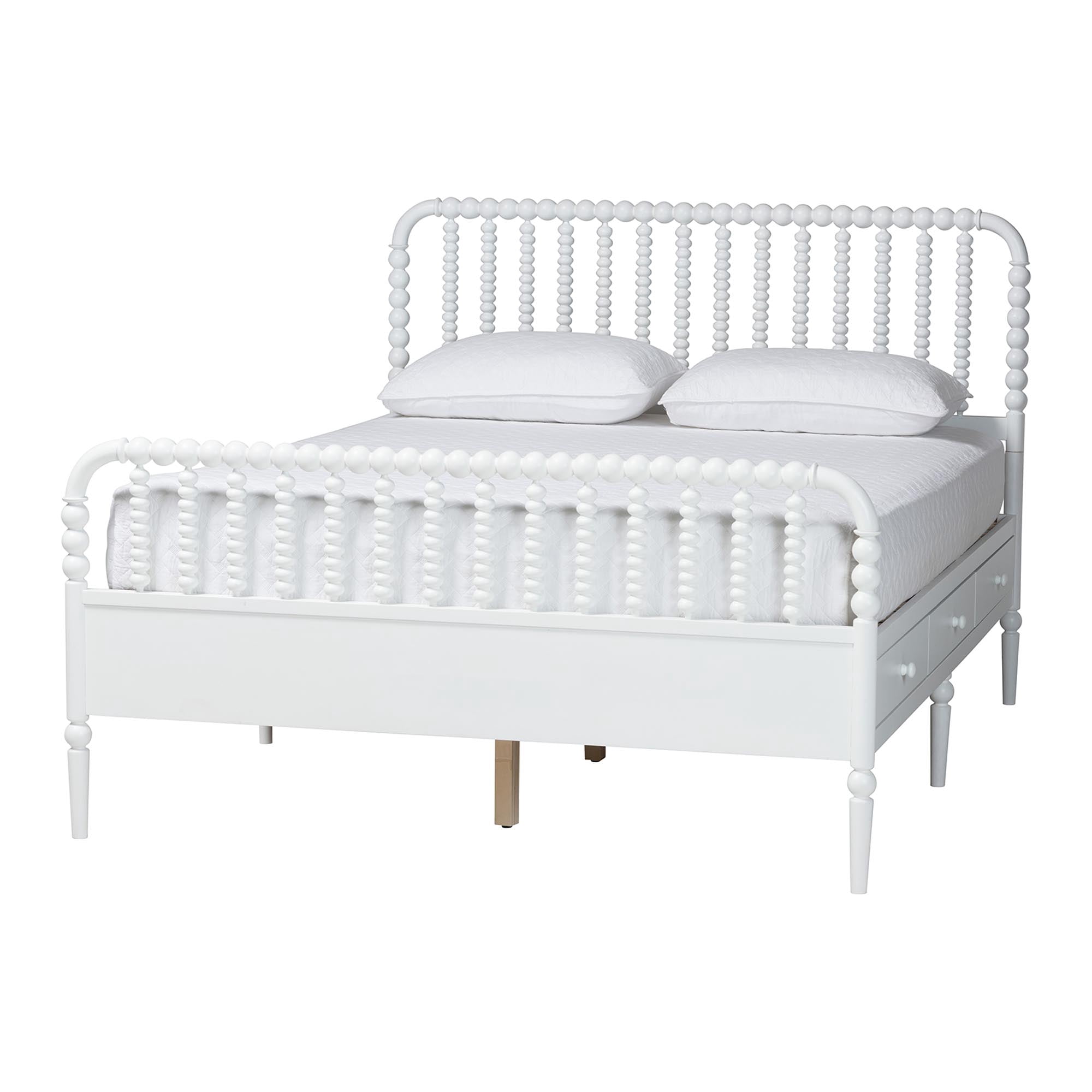 Baxton Studio Lucera Mid-Century Modern Platform Bed, Full, White