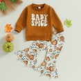 thumbnail image 3 of LYMAYTER Infant Girls T-Shirt Outfit 2PCS Toddler Prints Long Sleeves Sweater+ Flare Pants Set for 6 Months - 6 Years, 3 of 9