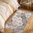 thumbnail image 3 of Haperlare Area Rugs Washable Rug Boho Moroccan Rug Vintage Non-Slip Rugs Soft Floral Throw Rug, 2' x 3' Gray Pink, 3 of 7