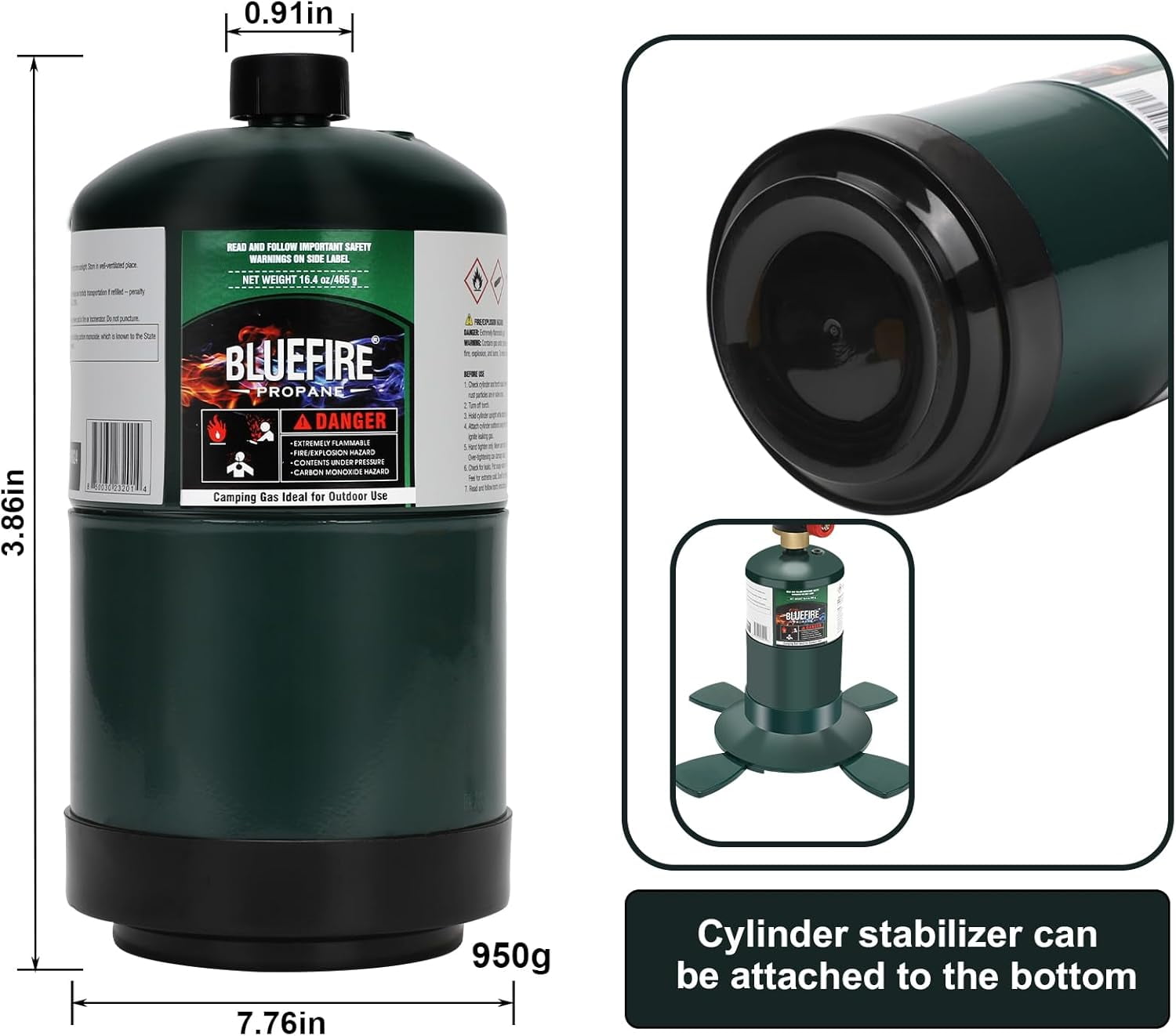 Propane Fuel Camping Gas Cylinder Pack of 2 16.4oz >93% Purity All-Purpose Canister Portable Bottle for Outdoor Mini Burner Cooker Stove Heater Cooking Lamp (2 packs)