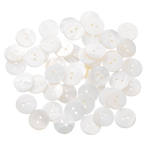 Uxcell 50Pcs Botones de Concha Natural, Botón de Madreperla de 15mm, Botones de Costura, Blanco