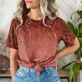 thumbnail image 2 of Mujeres Pantalones Cortos de Manga Corta Impresa Floral Cuello Redondo Superior / Camisa Poliéster, Blusa Casual de Moda para el Uso Diario Del Hogar, 2 of 8