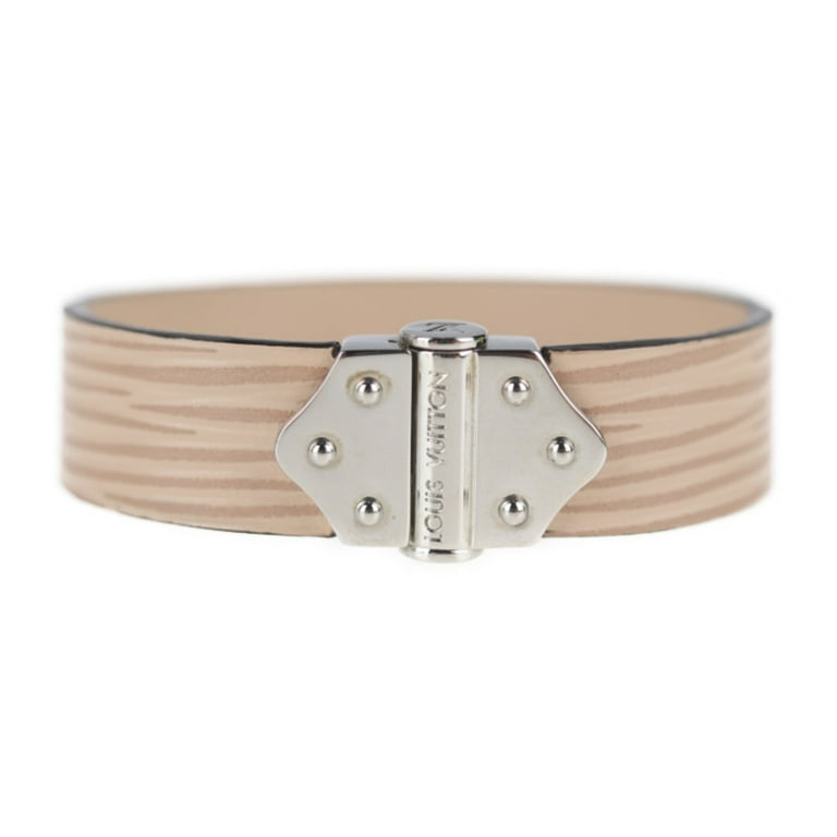 Authenticated used Louis Vuitton Louis Vuitton Brasserie Spirit Bracelet M6754f Notation Size 17 EPI Leather Beige Series Silver Metal Fittings, Adult
