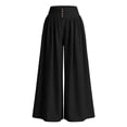 thumbnail image 7 of Women's Cotton Linen Loose Straight Pants, High Waisted with Pockets, Elastic Drawstring Comfort, Casual Lounge Beach Business Summer | VerBelle,Black XL, 7 of 7