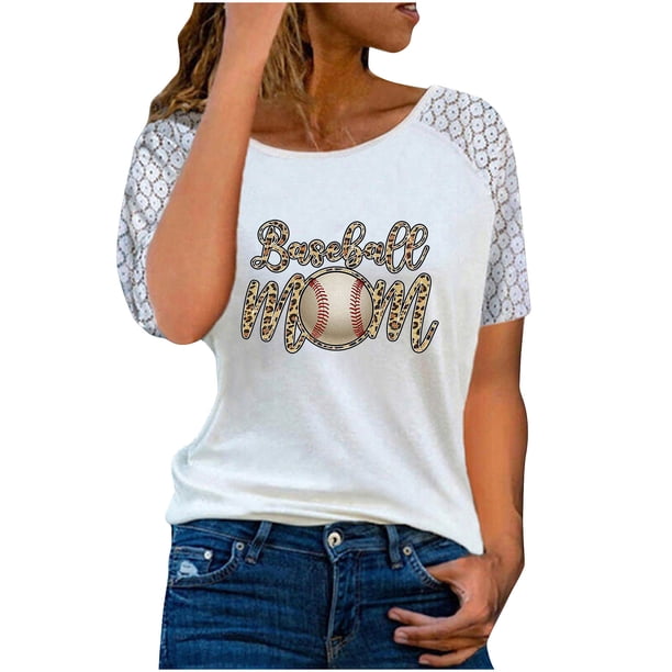 Blusa con estampado de cuello Rounk informal para mujer con estilo, camiseta de manga corta ahuecada, Tops de verano OAVQHLG3B Store lin121212