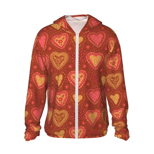 Balery Flower Hearts Sudadera ligera de manga larga con capucha y protección solar UPF 50+ para hombre y mujer, ideal para pesca y running-Small