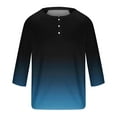 thumbnail image 5 of UVEASISHA 3/4 Sleeve Henley Shirts for Men Fashion Gradient Print Graphic Tees Lightweight Casual Button Up T-Shirt Soft Stretch Workout Tops Dark Blue M, 5 of 5