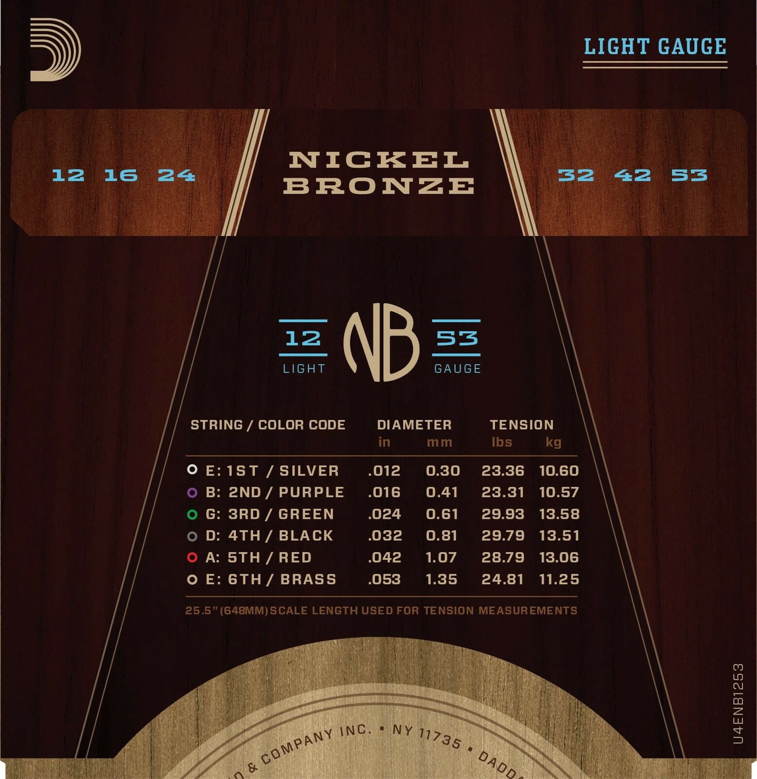 D'Addario Acoustic Guitar Strings 2 Pack Nickel Bronze Light 12-53