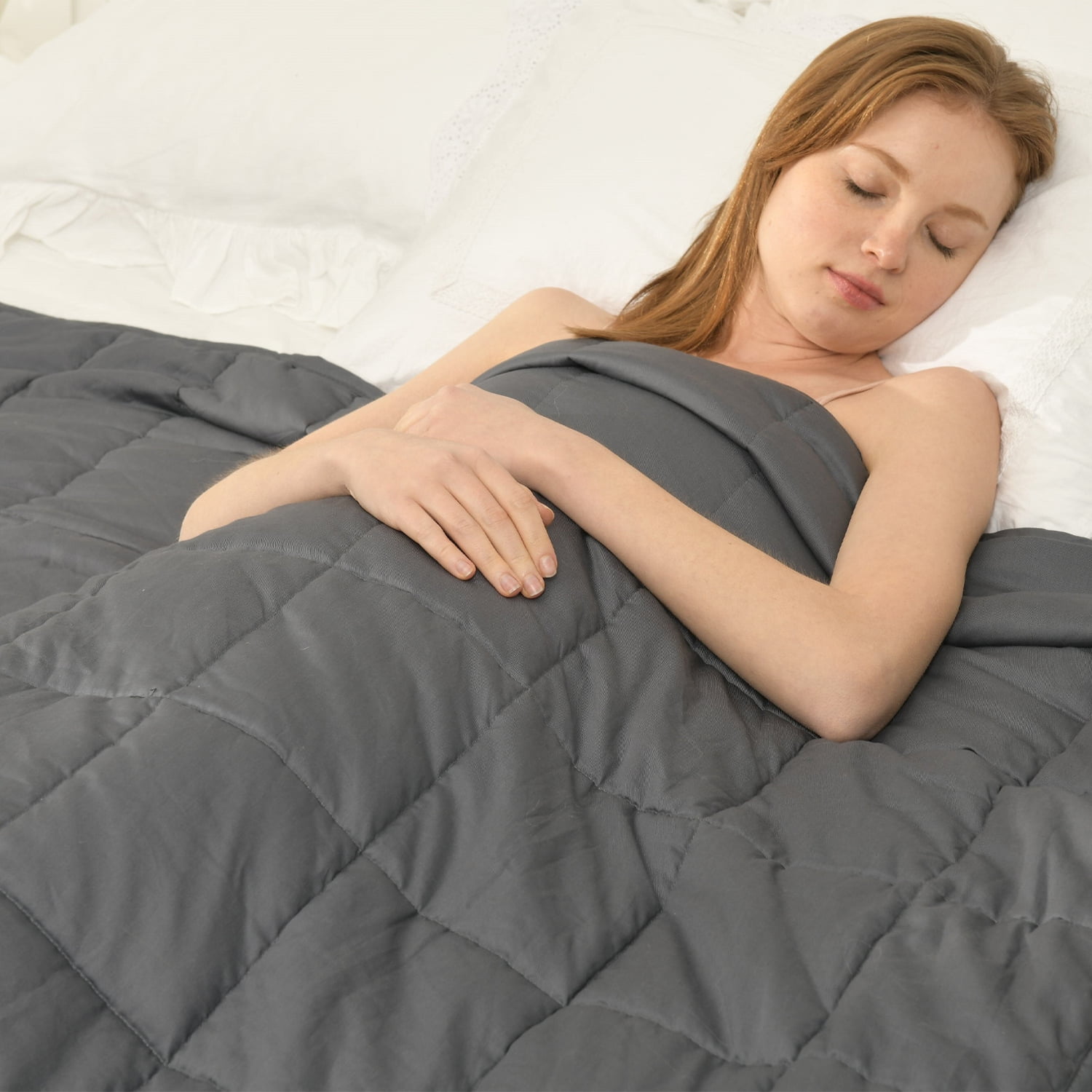 ZonLi Weighted Blanket 20 lbs(60''x80'', Grey, Queen Size), Cooling