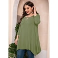 thumbnail image 5 of SHOWMALL Plus Size Maternity Clothes 3/4 Sleeve Army Green 2X Swing Tunic Top Lace Clothing Crewneck Blouse Loose T Shirt for Leggings, 5 of 7