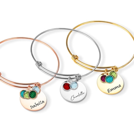 Name Bracelet Personalized With Kids Birth Month Birthstones Mom Necklace - Custom Mom Gifts from Grandkids - Mama Jewelry with Custom Birth Stone Charms Handmade Jewelry - Mother's Day Gifts
