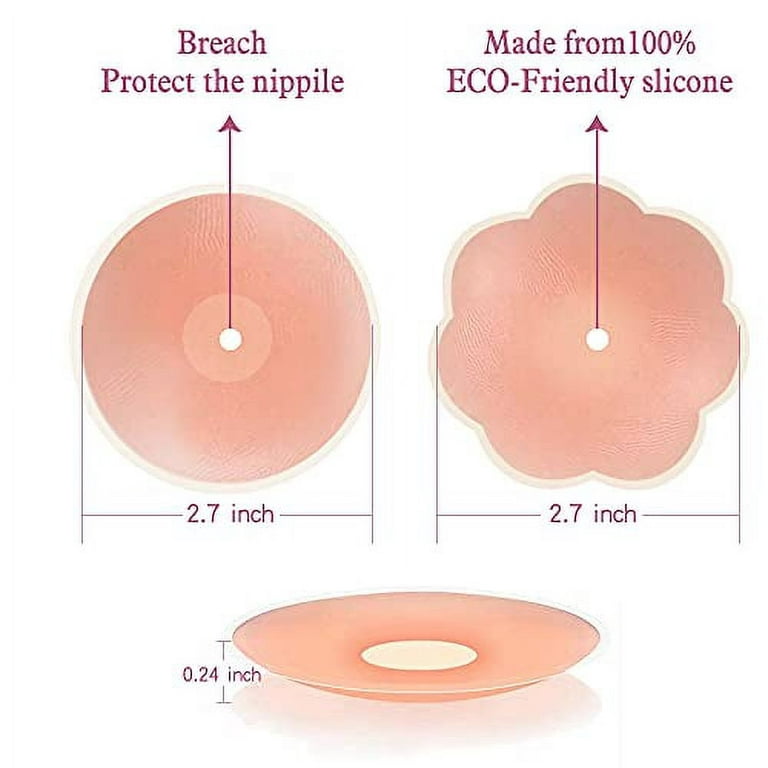 CHARMKING Nipple Covers 4 Pairs for Women, Reusable Adhesive Invisible  Pasties Silicone Cover for Dress Pink