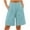 B-Light Blue, variant on Wyobmus Womens Bermuda Shorts Summer Elastic Waist Knee Length Casual Pleated Cotton Linen Shorts Olive Green