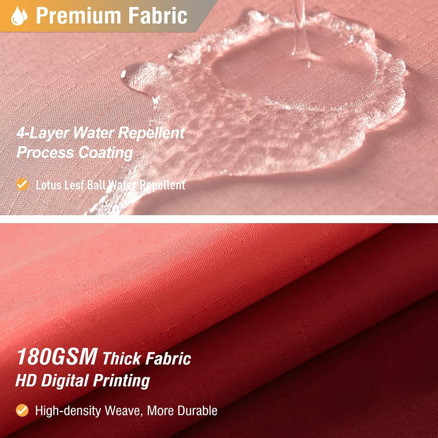 Red Fabric Shower Curtain, Ombre Linen Textured Weighted Cloth Shower Curtain Set with Plastic Hooks, Modern Hotel Decorative Thick Polyester Shower Curtains for Bathroom, Water Repllent, 72x72