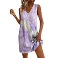 thumbnail image 2 of QUNYINEY Mini Women's Sundresses A Line Beach Tie Dye Sleeveless Tank Dress with Pockets Vacation Loose Fit V Neck Casual Dresses, 2 of 7