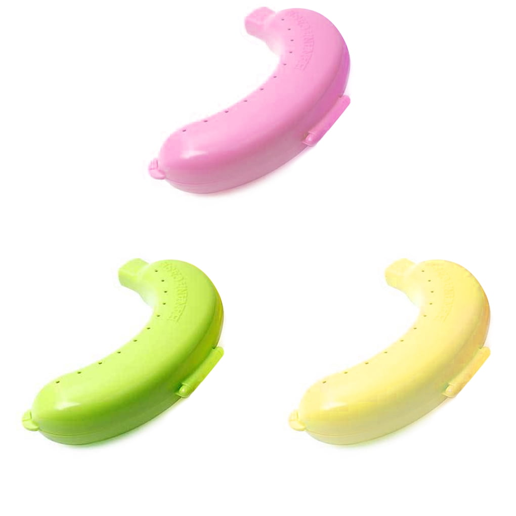 PLASTIC BANANA CONTAINER CASE HOLDER BOX FOOD KIDS LUNCH FRUIT STORAGE 