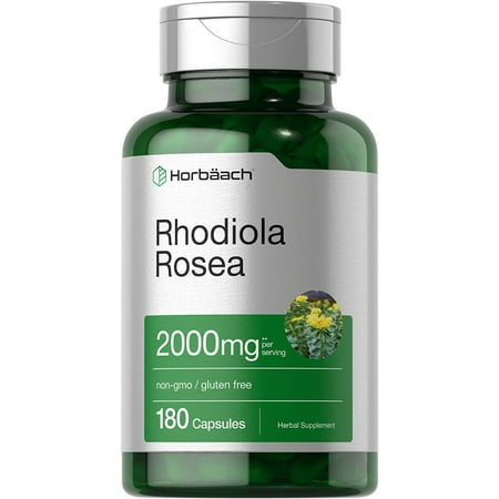 Rhodiola Rosea Root Extract 2000mg 180 Capsules Non-GMO, Gluten Free Supplement by Horbaach