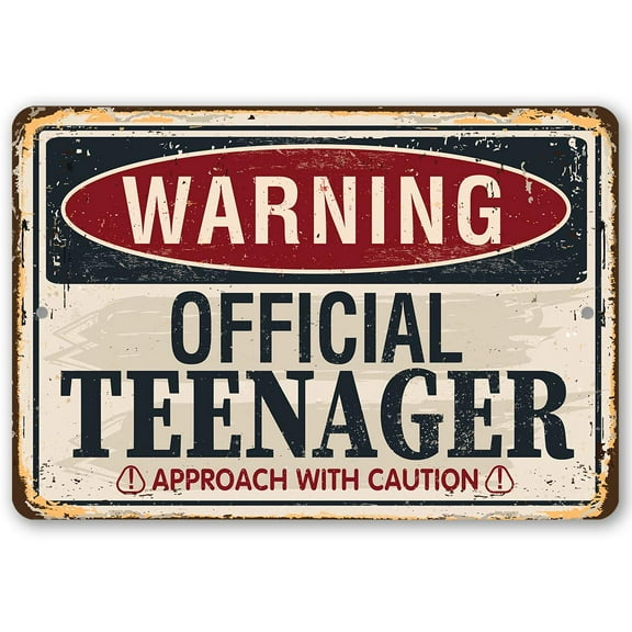 Metal Sign - Warning Official Teenager - Durable Metal Sign - Use Indoor/Outdoor - Funny Teen's Bedroom Decor and Birthday Gift Under $20 (8" x 12")