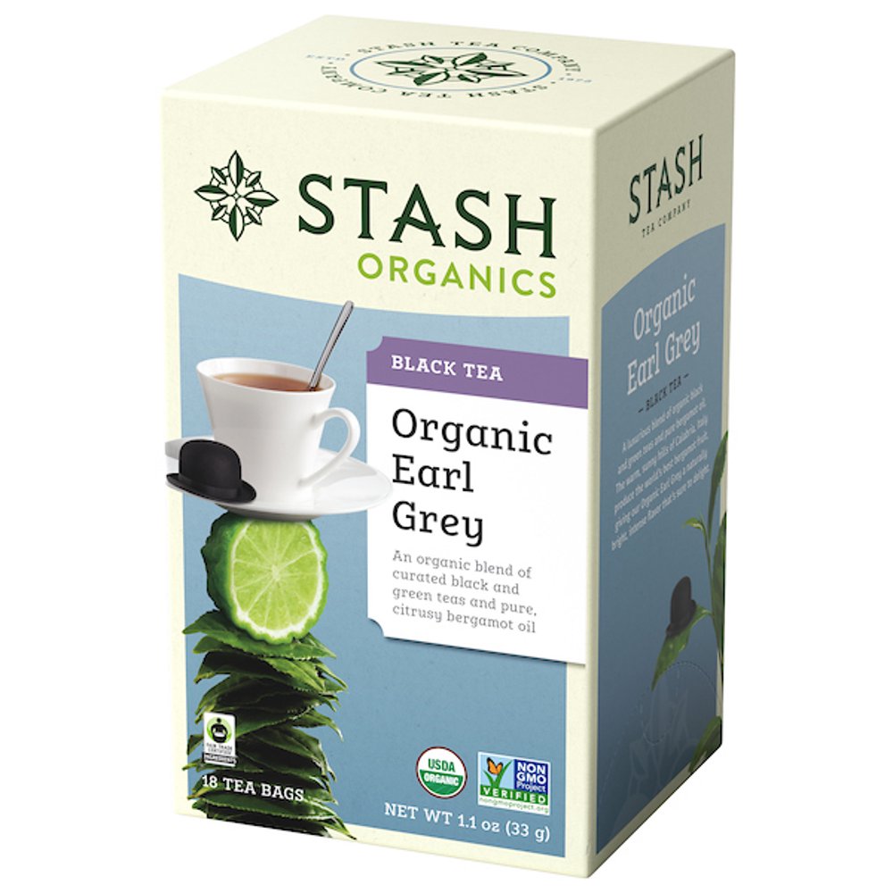Stash Organic Earl Grey Black and Green Tea Bags, 18 Count, 1.1 Oz