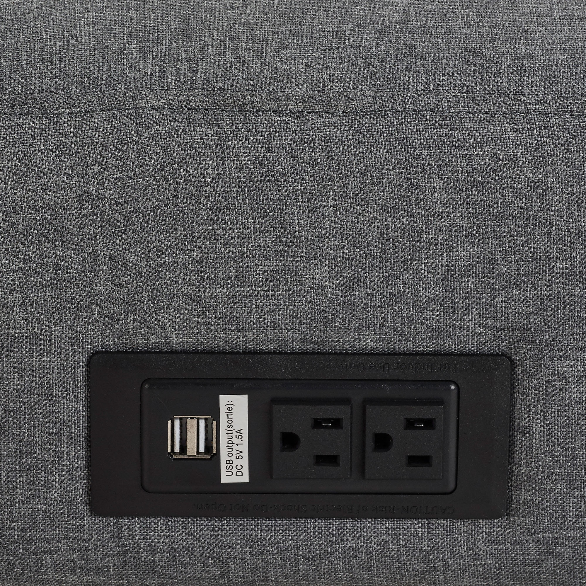 Serta Windsor Futon with Storage and Power, Gray Fabric