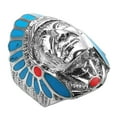 thumbnail image 4 of Blue-Red Stone Accented Indian Style .925 Silver Ring-7, 4 of 6