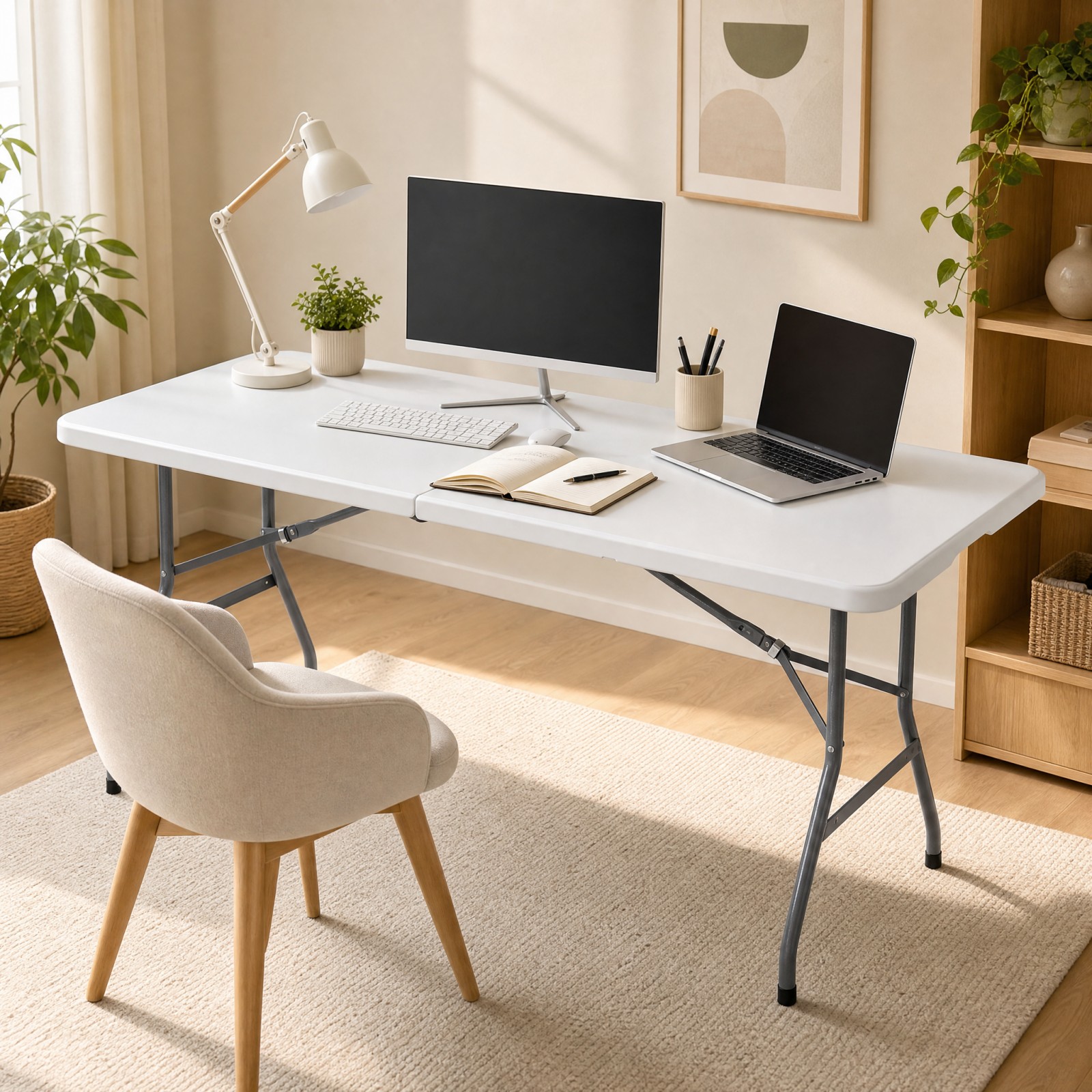 Costway 6' Folding Table, White photo 2