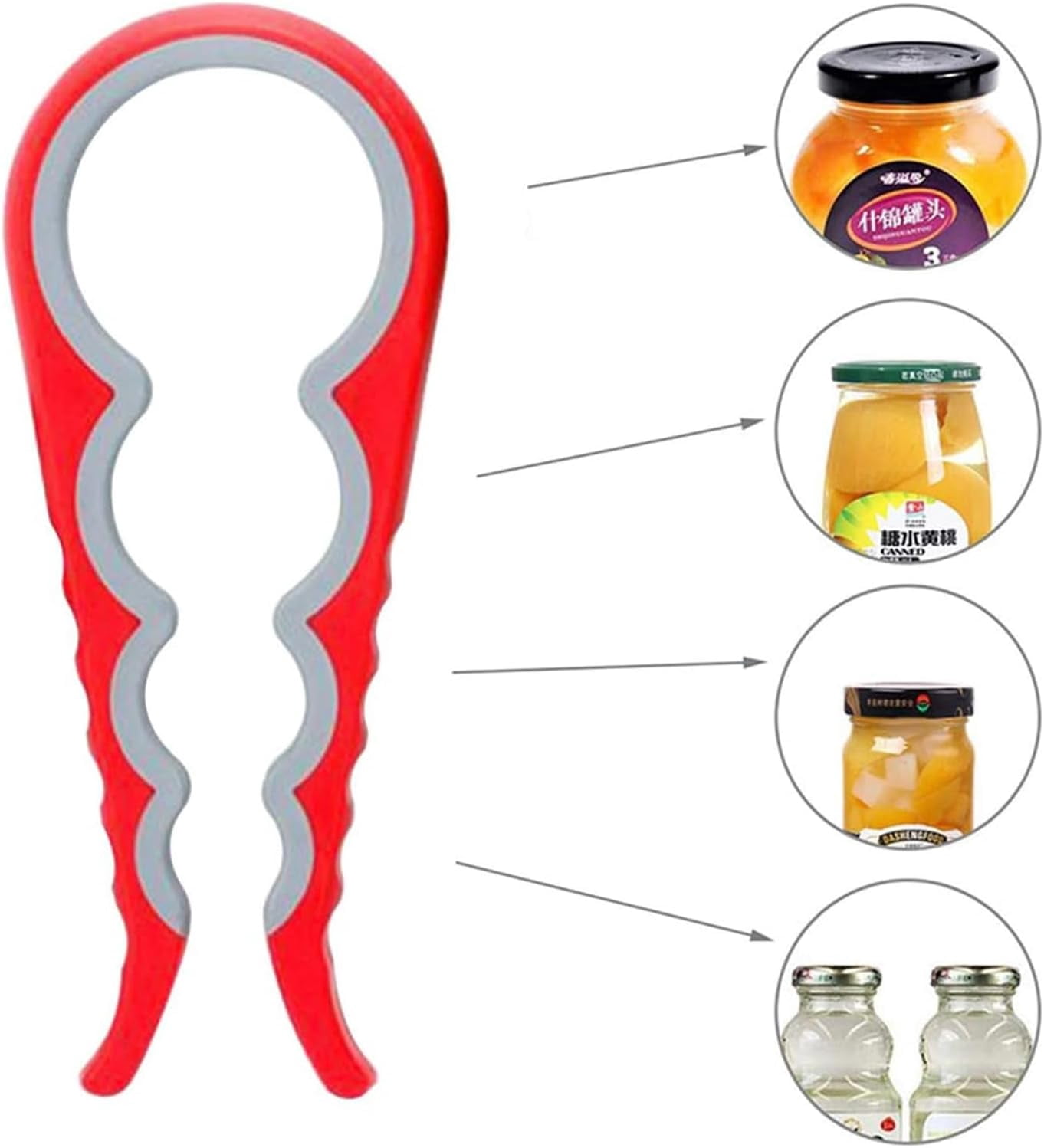 FRKSMD-Jar Opener for Seniors with Arthritis,Jar Opener for Weak Hands,5-in-1 Bottle Opener,4-in-1 Can Opener\u2026 (Red)
