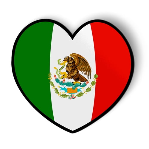 Mexico Flag Heart - 5" Magnet for Car Locker Refrigerator