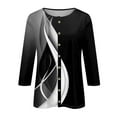 thumbnail image 5 of Tittly Button Down Shirts Shirts for Women Summer Women's Fashion Printed Seven Quarter Sleeve T Shirt Long Sleeve Shirts for Women Womens Shirts Black L, 5 of 5