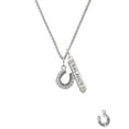 thumbnail image 4 of Delight Jewelry Silver Plated Beaded Clear Crystal Horseshoe with Good Luck Silvertone Balance Bar Charm Necklace, 23", 4 of 4