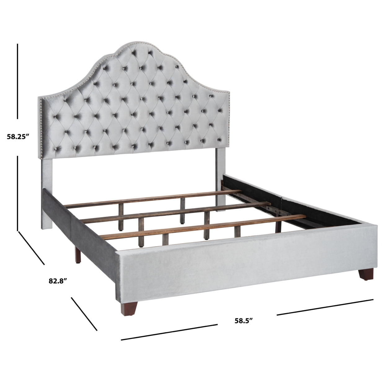 SAFAVIEH Beckham Traditional Tufted Bed, Light Grey